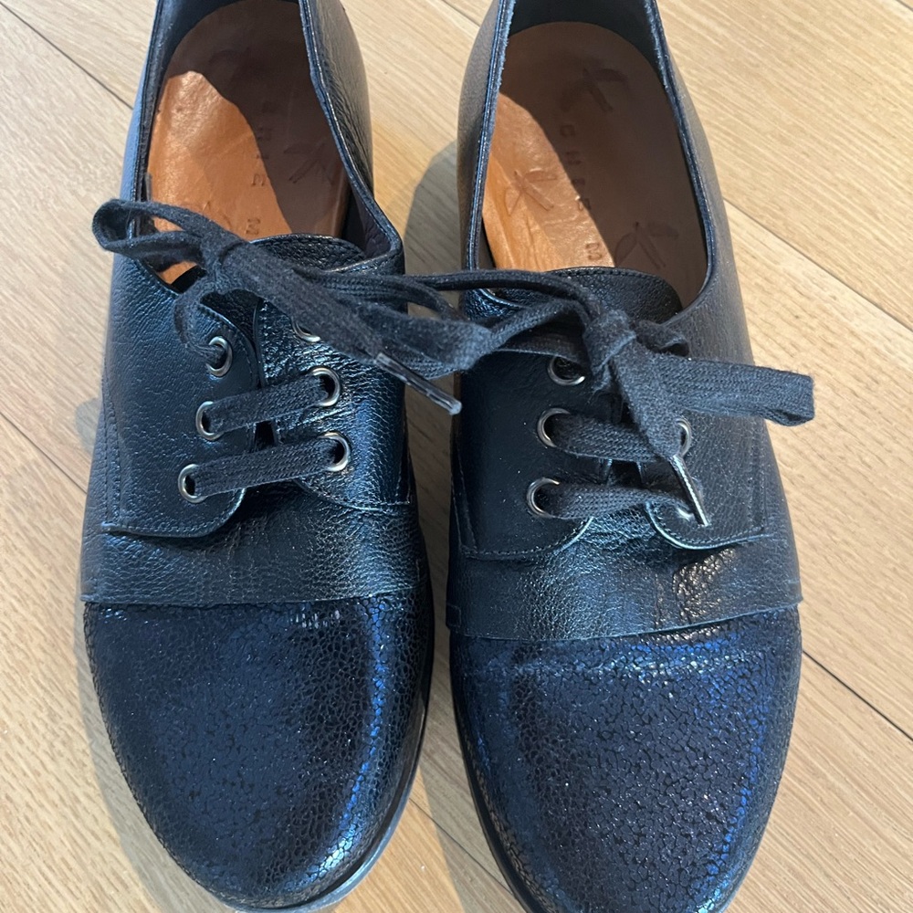 Black Leather Lace-Up Shoes